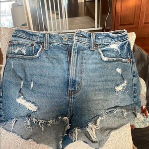 Abercrombie & Fitch Light Blue Distressed Jean Shorts